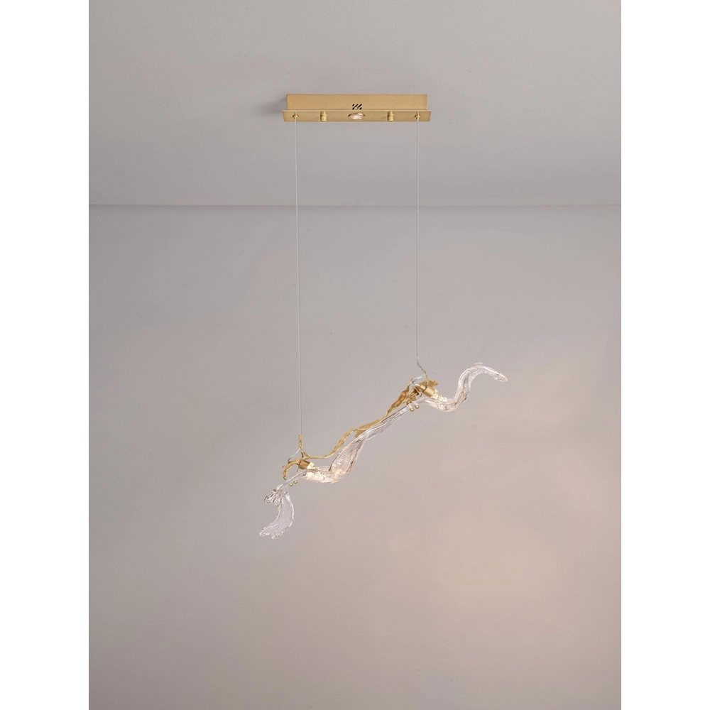 Lampe pendante dorée Avesa avec du verre transparent Lyora 5212063500419