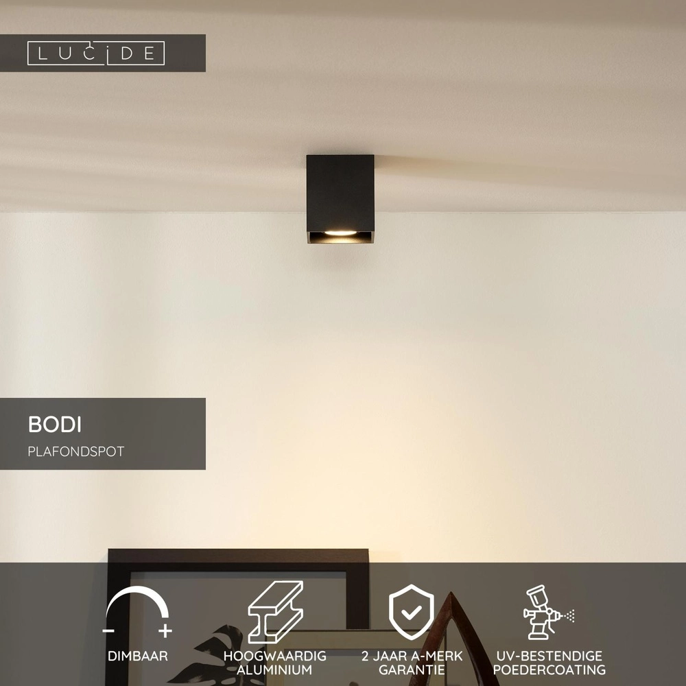 Projecteur de plafond Bodi Carré noir Lucide 5411212091567