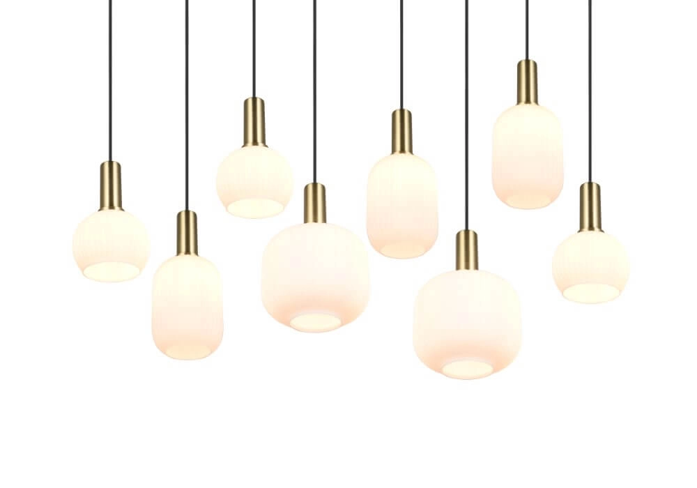 Lampe suspendue pour salle à manger Diva 8 lumières - verre blanc Trio 4017807614527