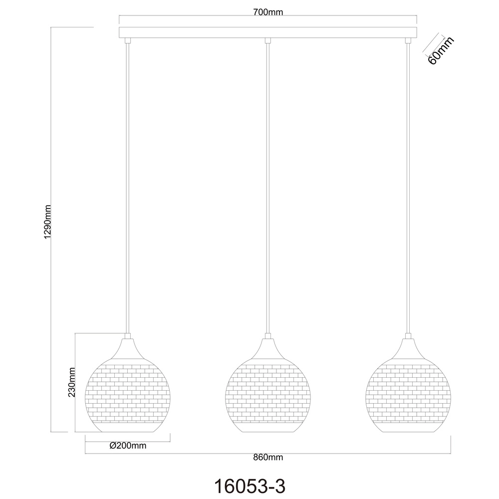Lampe pendante à 3 lampes Lourdes Blanc Globo 9007371509072