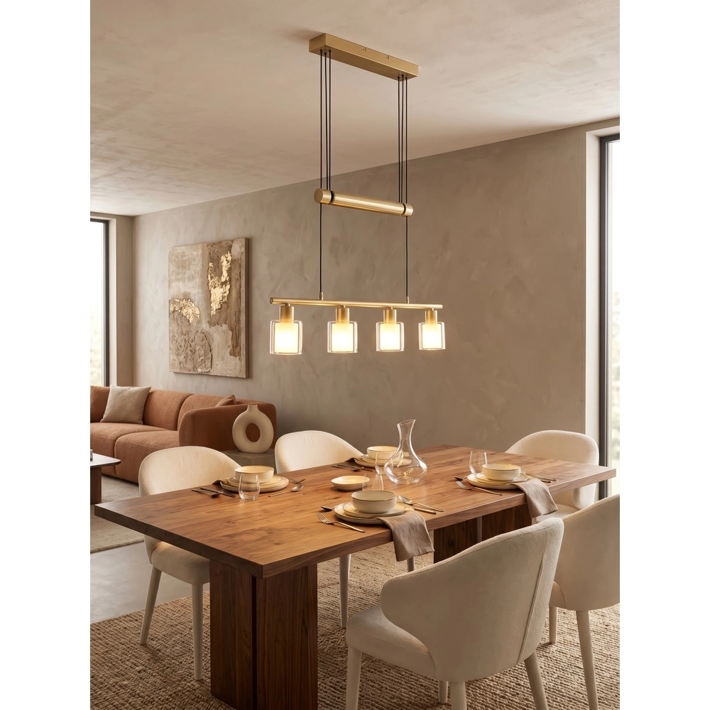 Lampe suspendue Neralo Or 4 lumières Trio 4017807702934