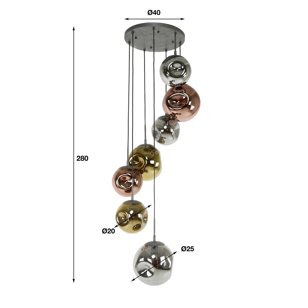 Lampe pendante Vide Stellar 7 boules de verre Lyora 8716803511699