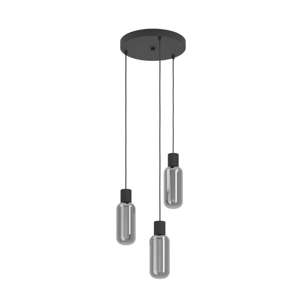 Lampe suspendue 3 lumières Majone rond noir Lampe suspendue 3 lumières Majone rond noir