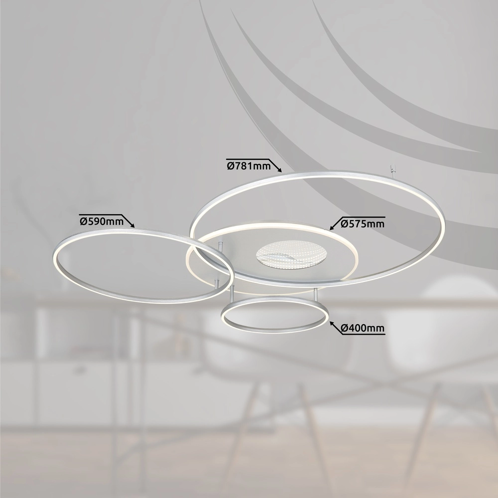 Lampe de plafond moderne Invertina Gris argenté 126 cm Globo 9007371468836