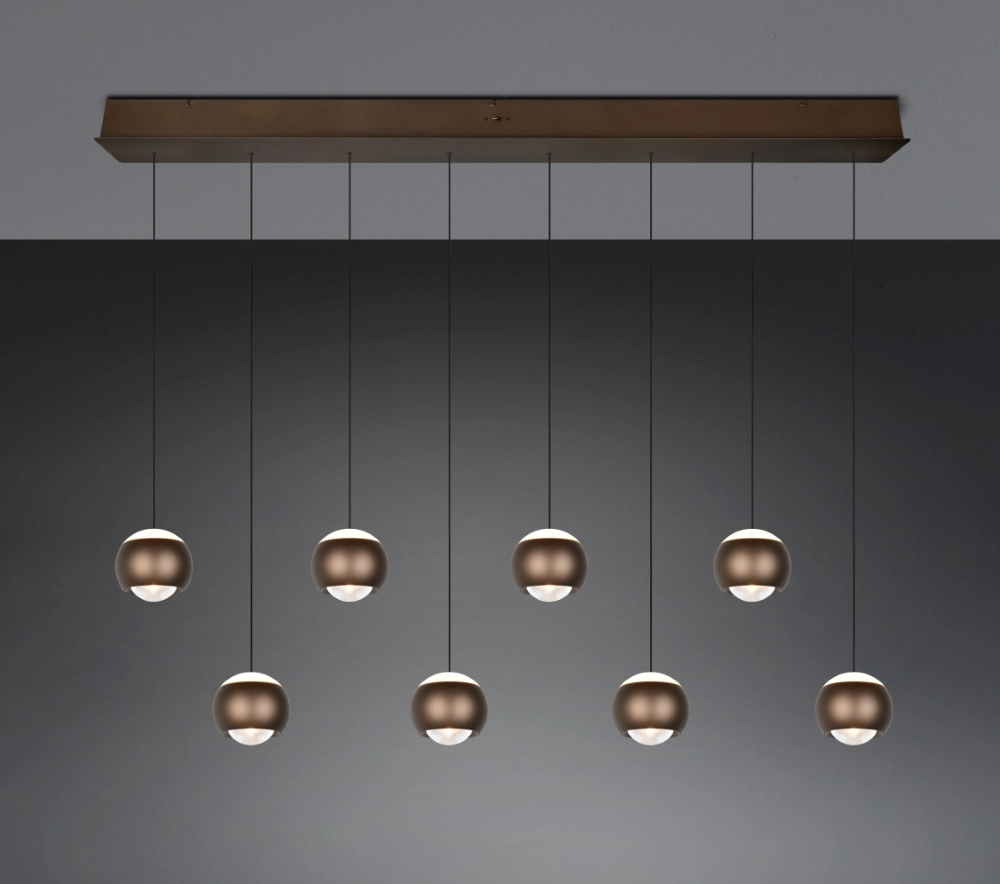 Suspension LED à 8 lumières Orbit Table à manger - Marron platine Trio 4017807686616