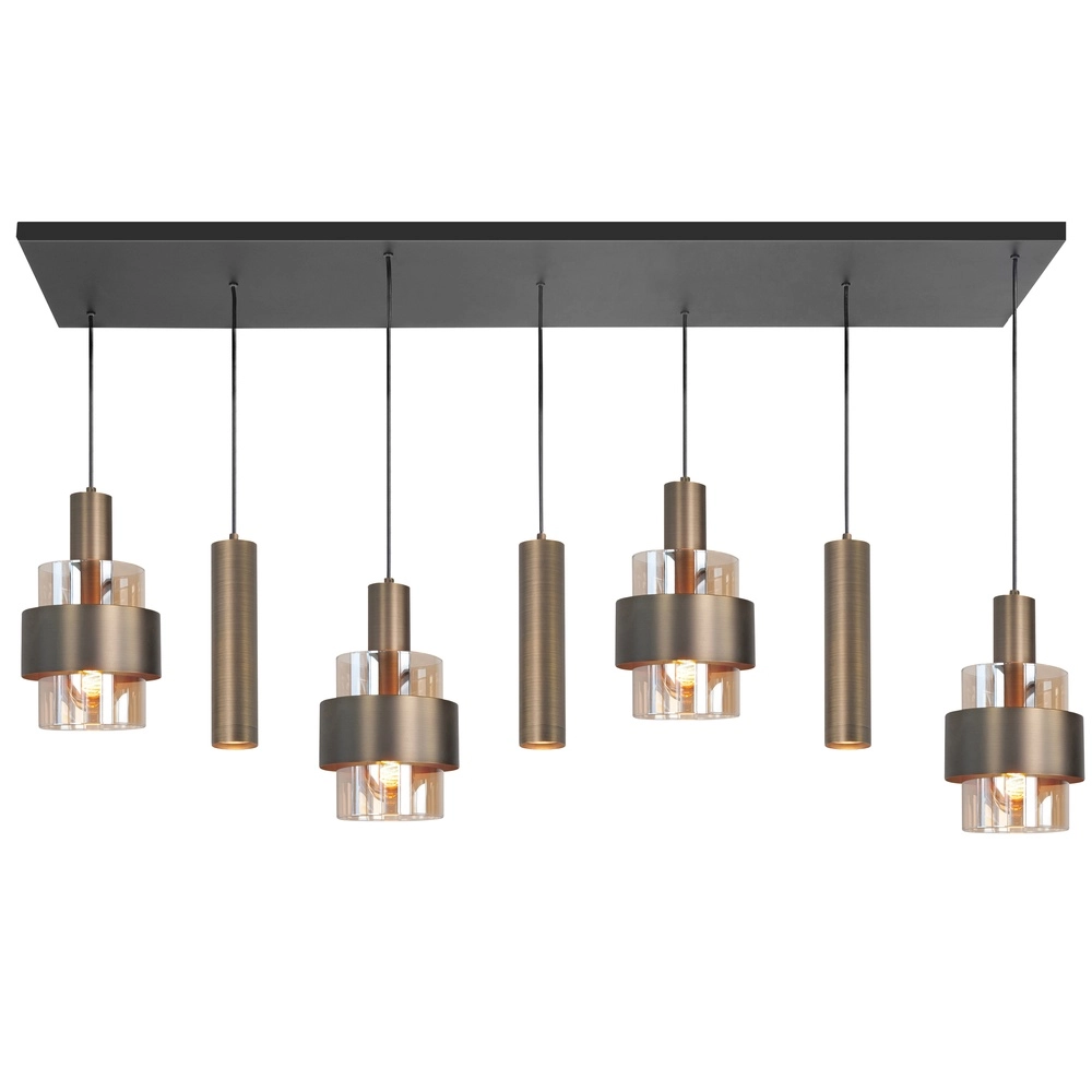 Suspension à 7 lumières Marrone noir avec bronze cuivré Suspension à 7 lumières Marrone noir avec bronze cuivré