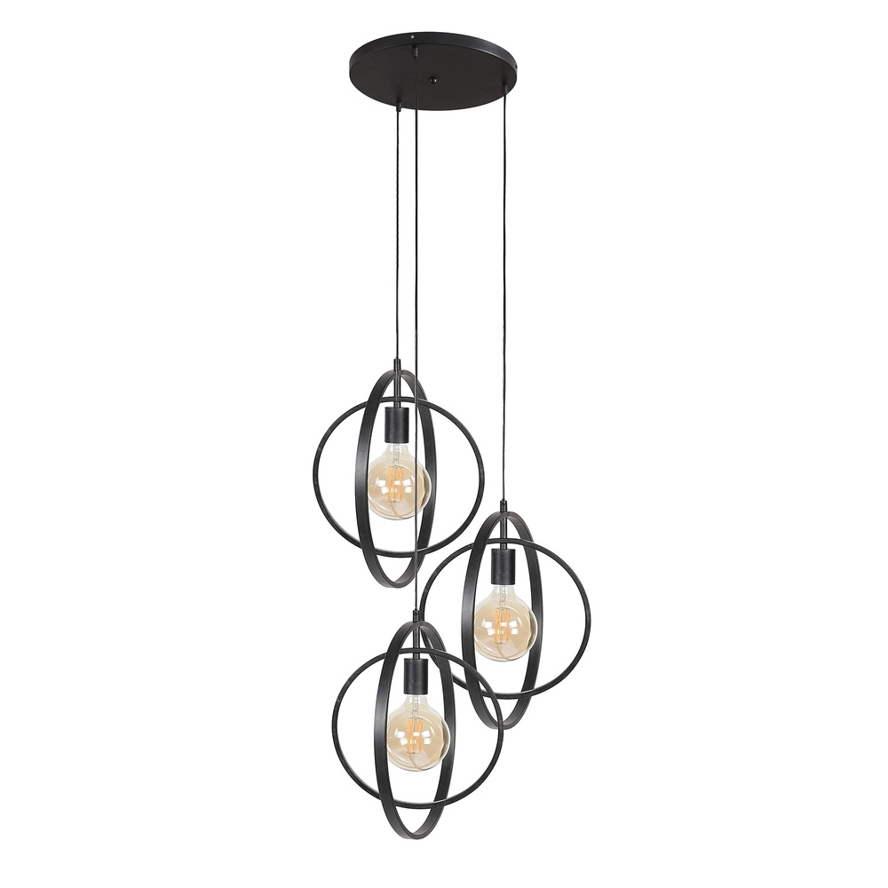 Table de salle à manger à 3 lampes suspendues Turn Ø 40 cm - charbon de bois - excl E27 Lyora 8716803513143