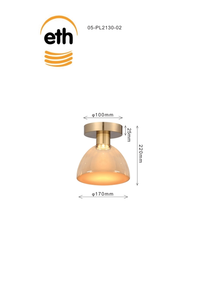 Lampe de plafond dorée Lisa Ø 17cm ETH 8720195310228