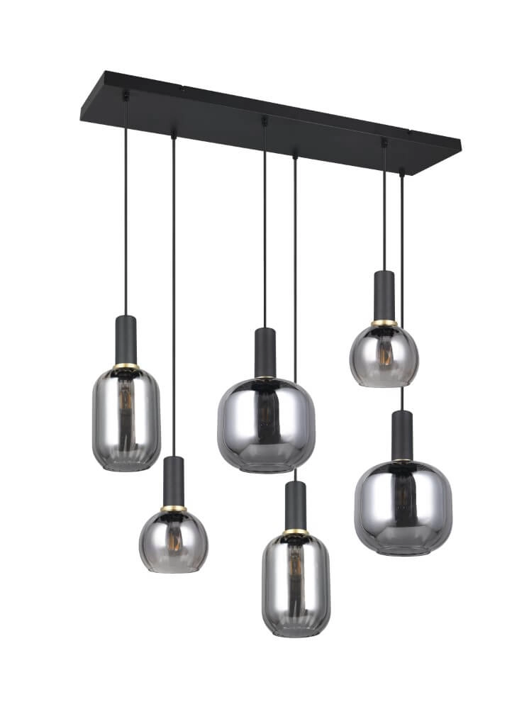 Lampe suspendue pour salle à manger Diva 6 lumières - verre fumé Trio 4017807614572