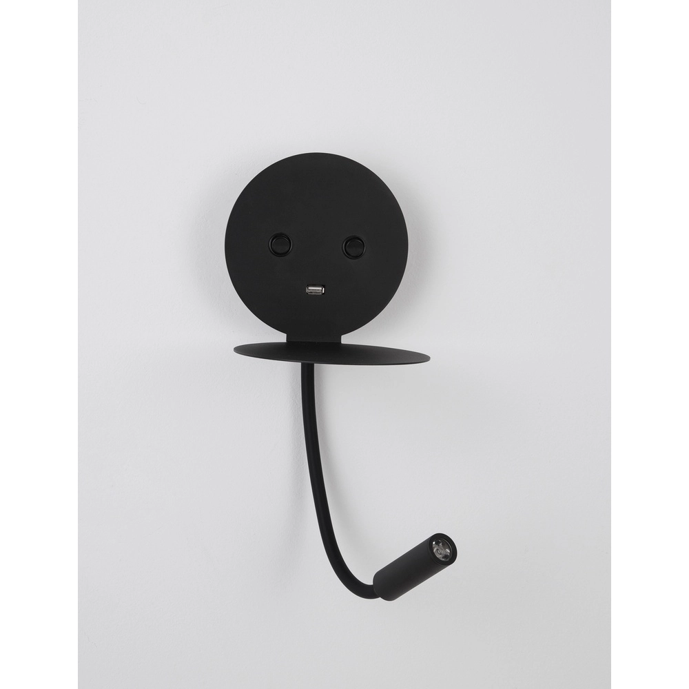 Lampe de chevet Eclip Noir avec USB Lyora 5212017423696
