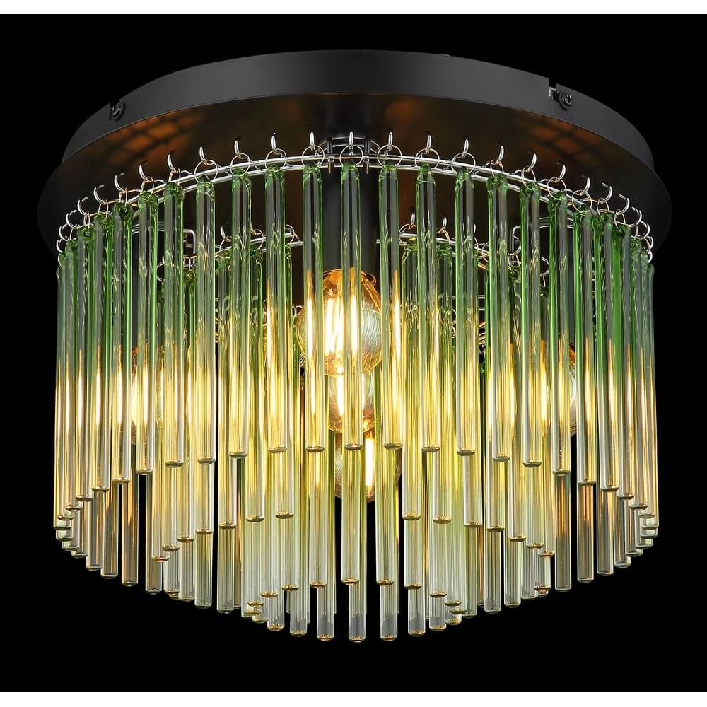 Plafonnier noir Gorley avec verre vert Ø 32cm Globo 9007371468980