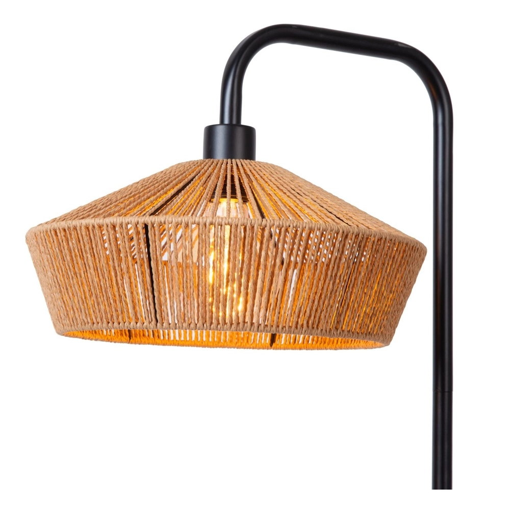 Lampe de pied Yunkai noir avec du rotin Lucide 5411212106209