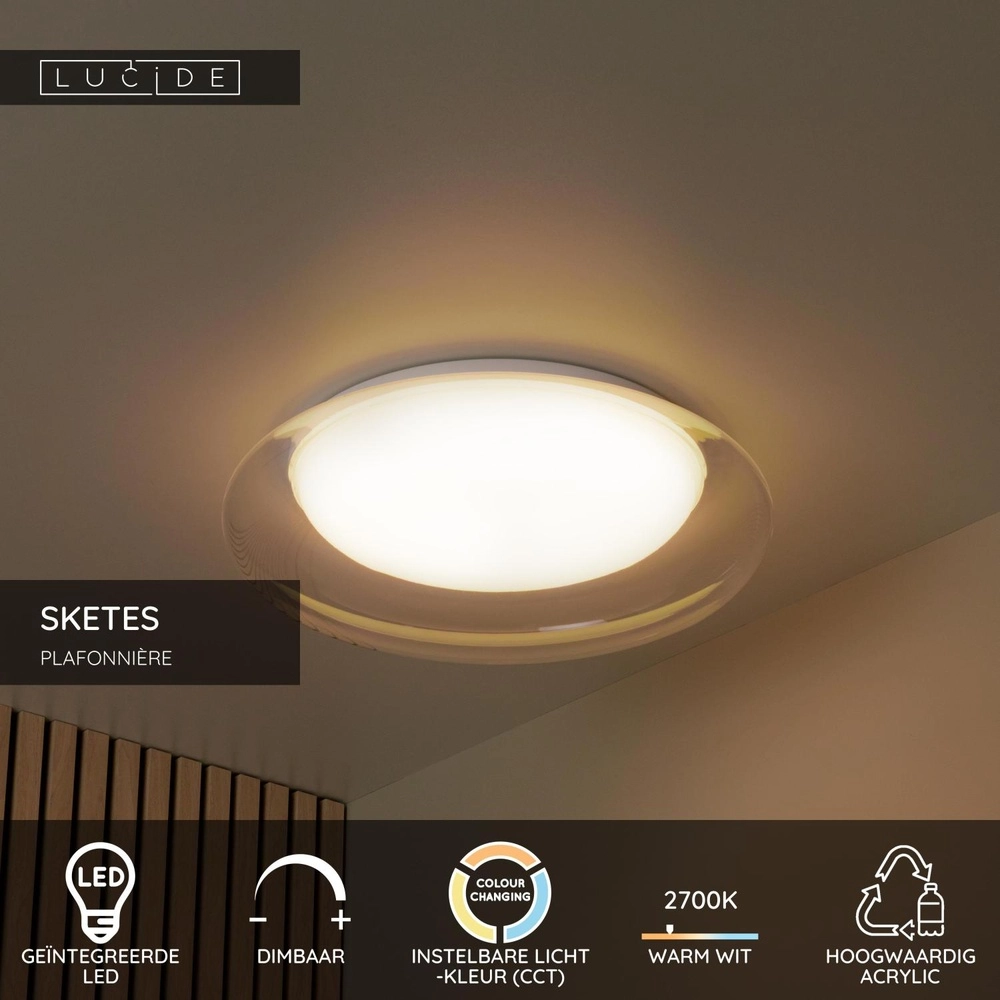 Éclairage de plafond Sketes transparent Ø 35,2 cm Lucide 5411212782908