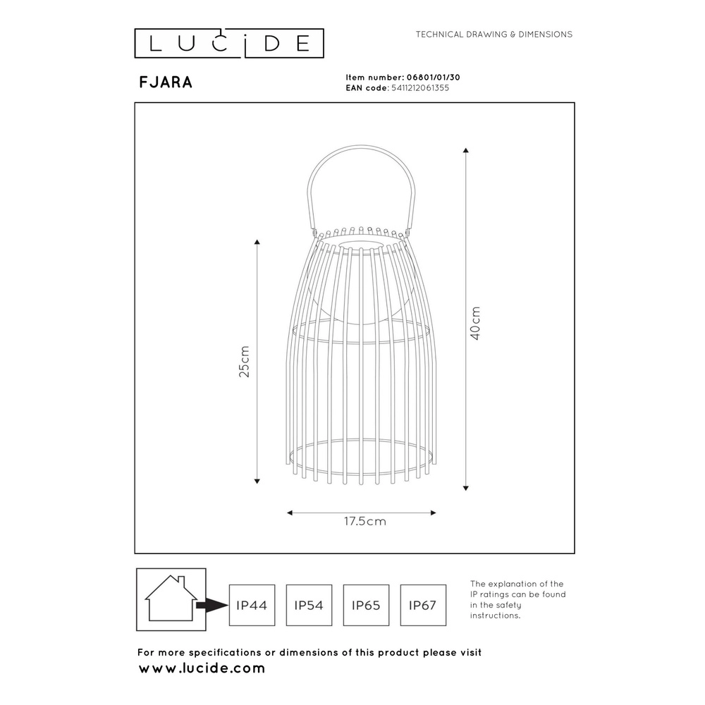 Lampe de table rechargeable Fjara Noir Lucide 5411212061355