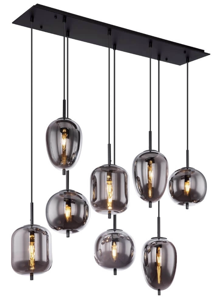 Lampe suspendue design Blacky noir 8 lumières