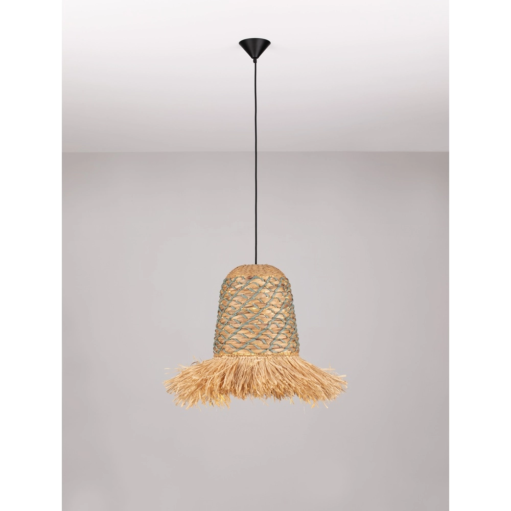 Lampe en paille Sorello bleu avec marron Lyora 5212017477422