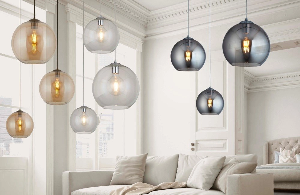 Lampe à suspension en verre ambré Balls Ø 30cm Searchlight 5053423096667