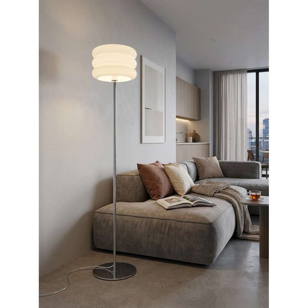Lampadaire de conception Tortora chrome avec blanc Ø 30cm Eglo 9008606405619