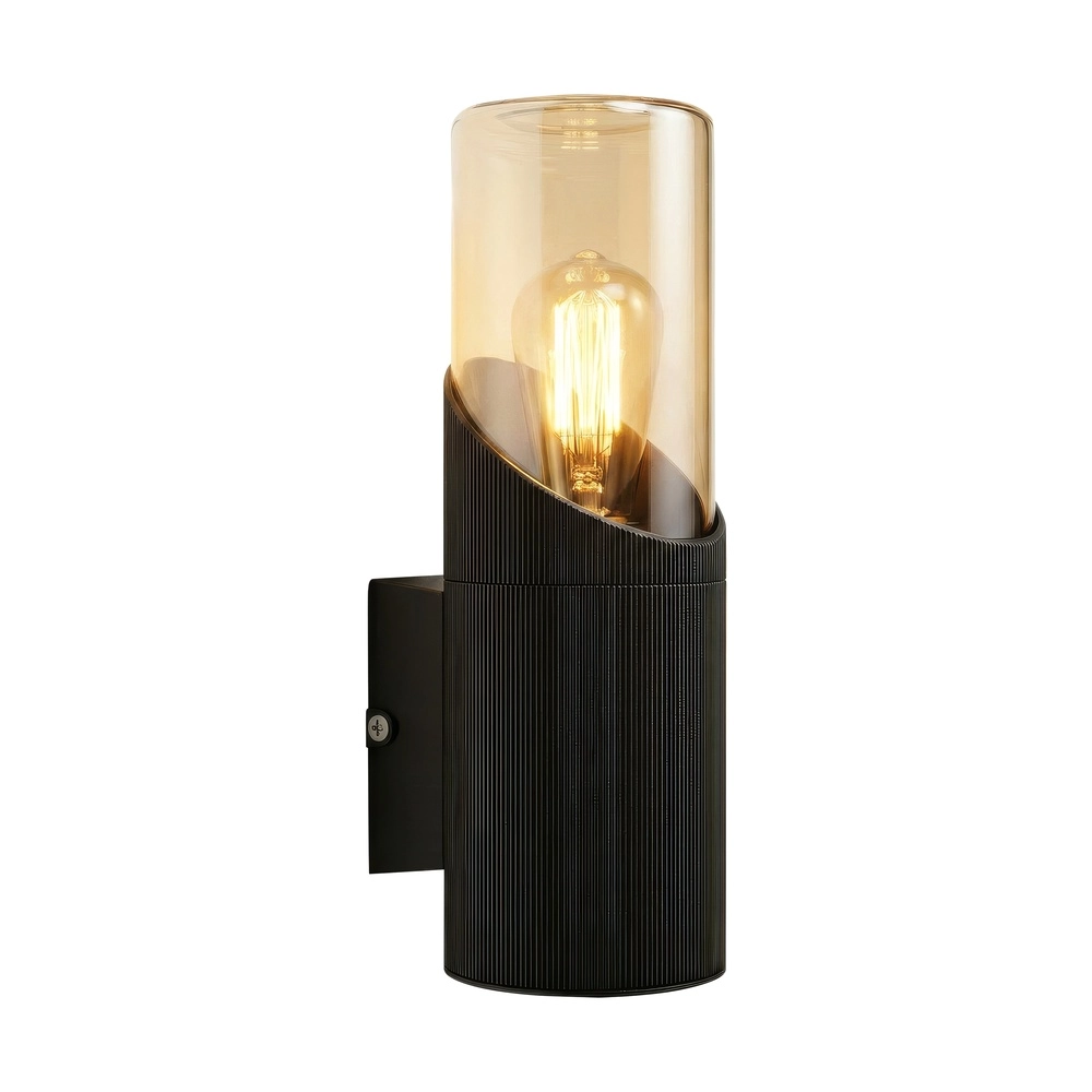 Lampe murale de conception Broadway Noir avec verre ambré simple