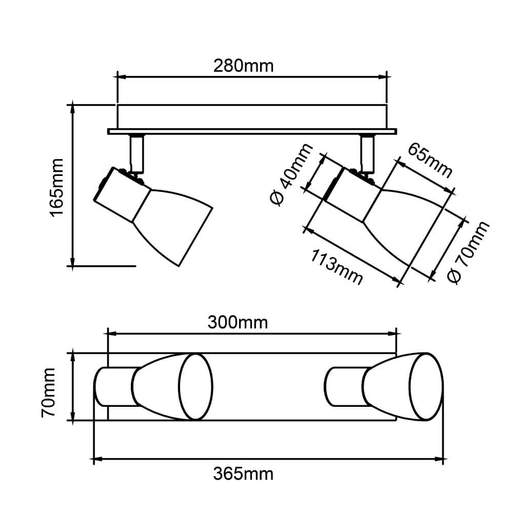 Plafonnier Daintree 2 lumières blanc Brilliant 4004353408724