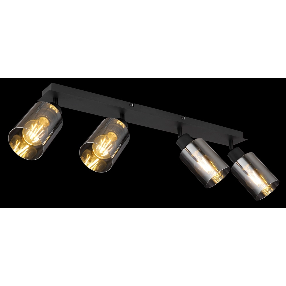 Lampe de plafond Hadera Noir 4 clairs avec verre fumé Globo 9007371431229