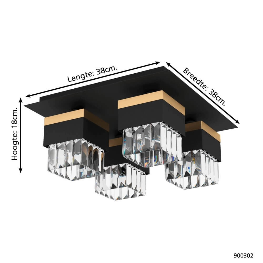 Plafonnier design Barrancas noir avec de l'or Eglo 9008606242764