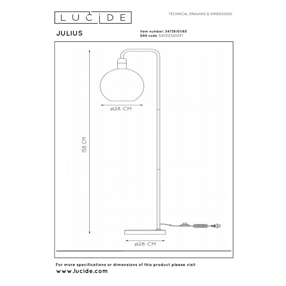 Lampe de pied Julius Verre fumé Lucide 5411212343437
