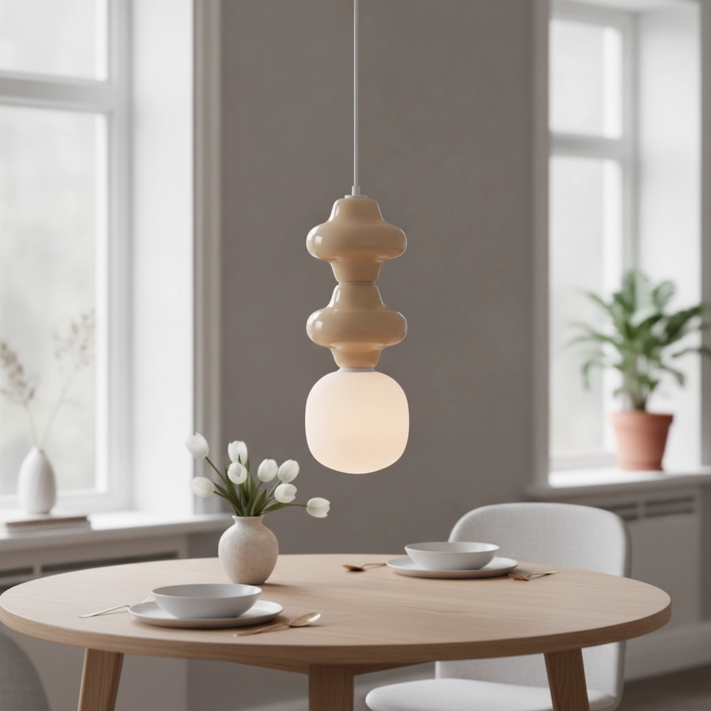 Suspension Clio M céramique jaune avec verre blanc