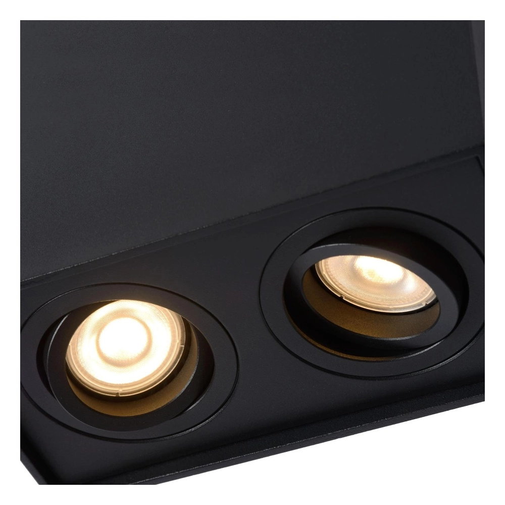Emplacement de plafond monté en surface Tube Rectangle noir Lucide 5411212221292