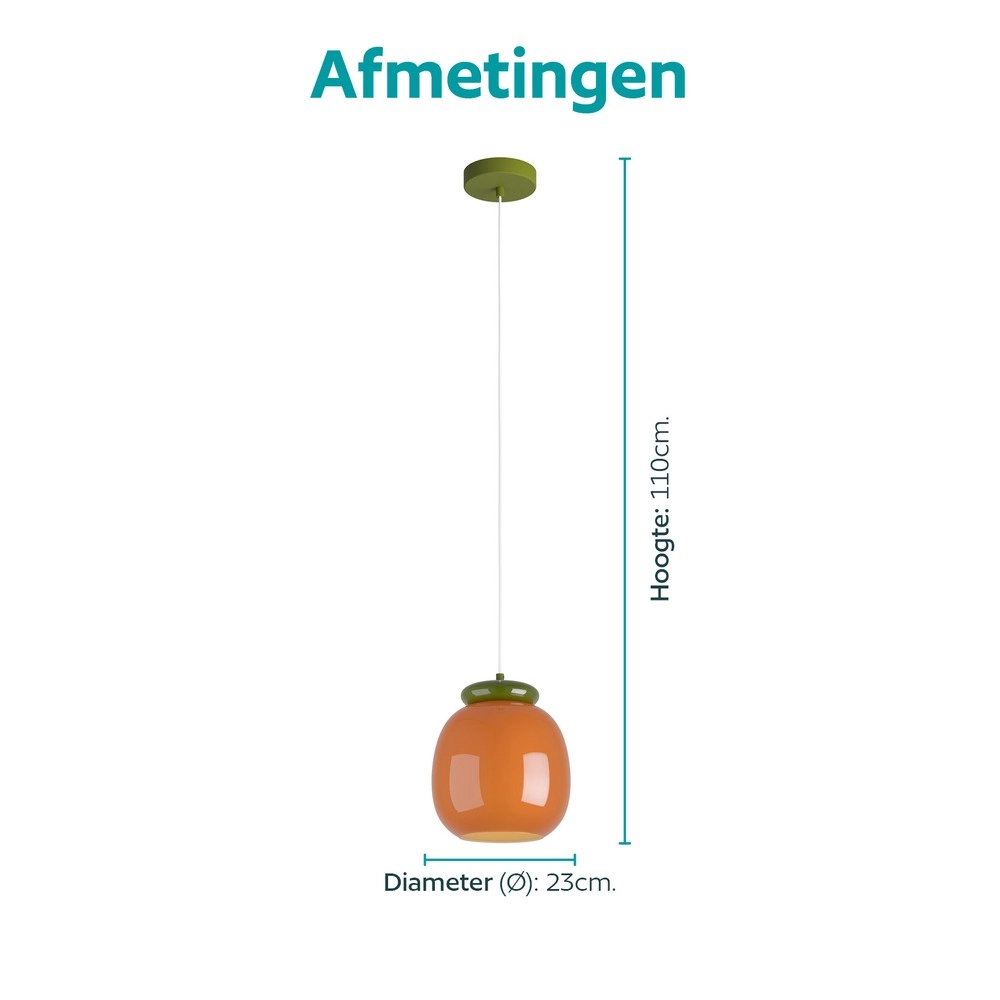 Lampe pendante de conception Berardelli orange avec vert Ø 23cm Eglo 9008606404926