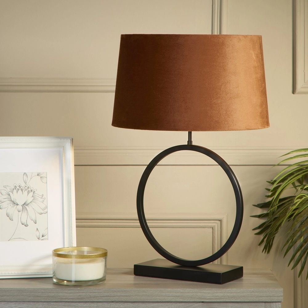 Lampe de table Elegant Noir avec capuche orange Searchlight 5053423305493