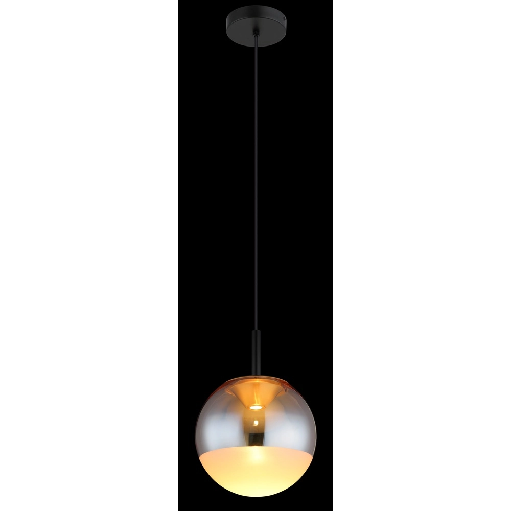 Lampe pendante de conception Severin noir avec verre ambré Globo 9007371546930