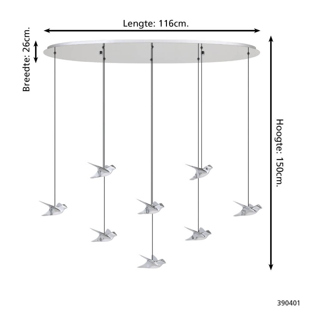 Lampe suspendue 8 lumières Paratebueno 1 chrome Stars of Light 9008606292226
