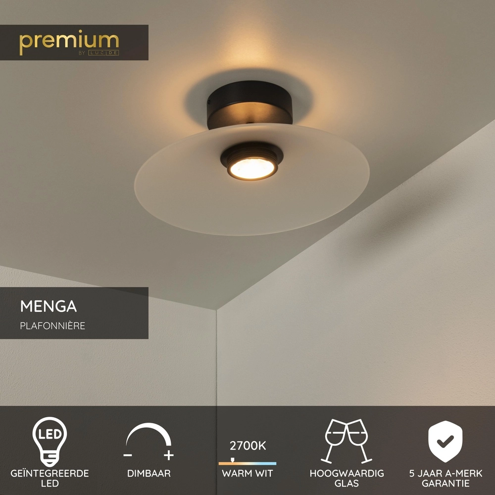 Lampe de plafond élégante Menga Ø verre blanc de 40 cm Premium by Lucide 5411212251213