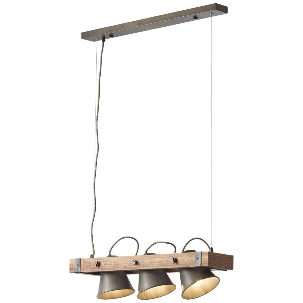Lampe suspendue 3 lumières Decca noir avec du marron Brilliant 4004353361487