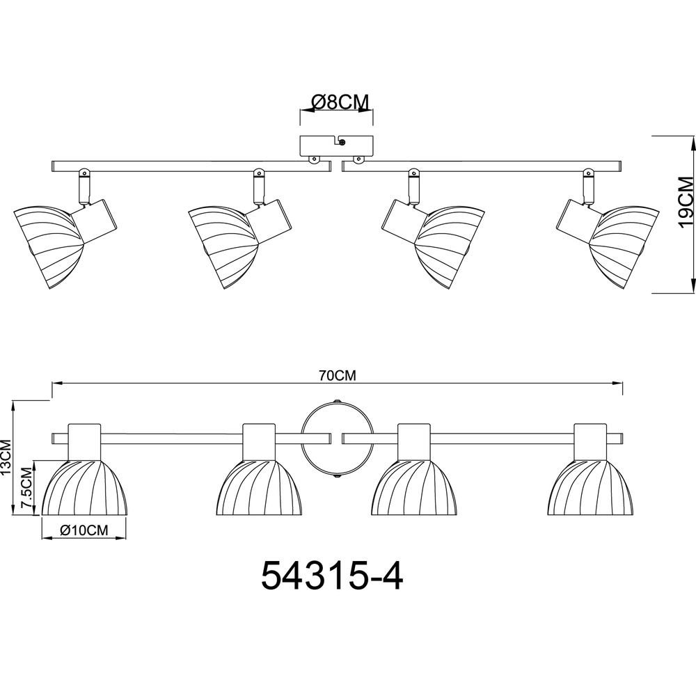 Lampe de plafond à 4 lumières Zachery nickel Globo 9007371522491