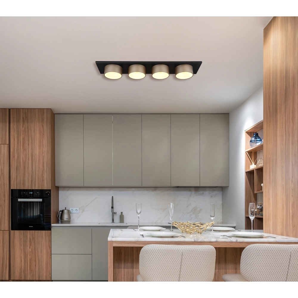 Lampe de plafond à 4 lumières Raymond noir avec du champagne Globo 9007371525874