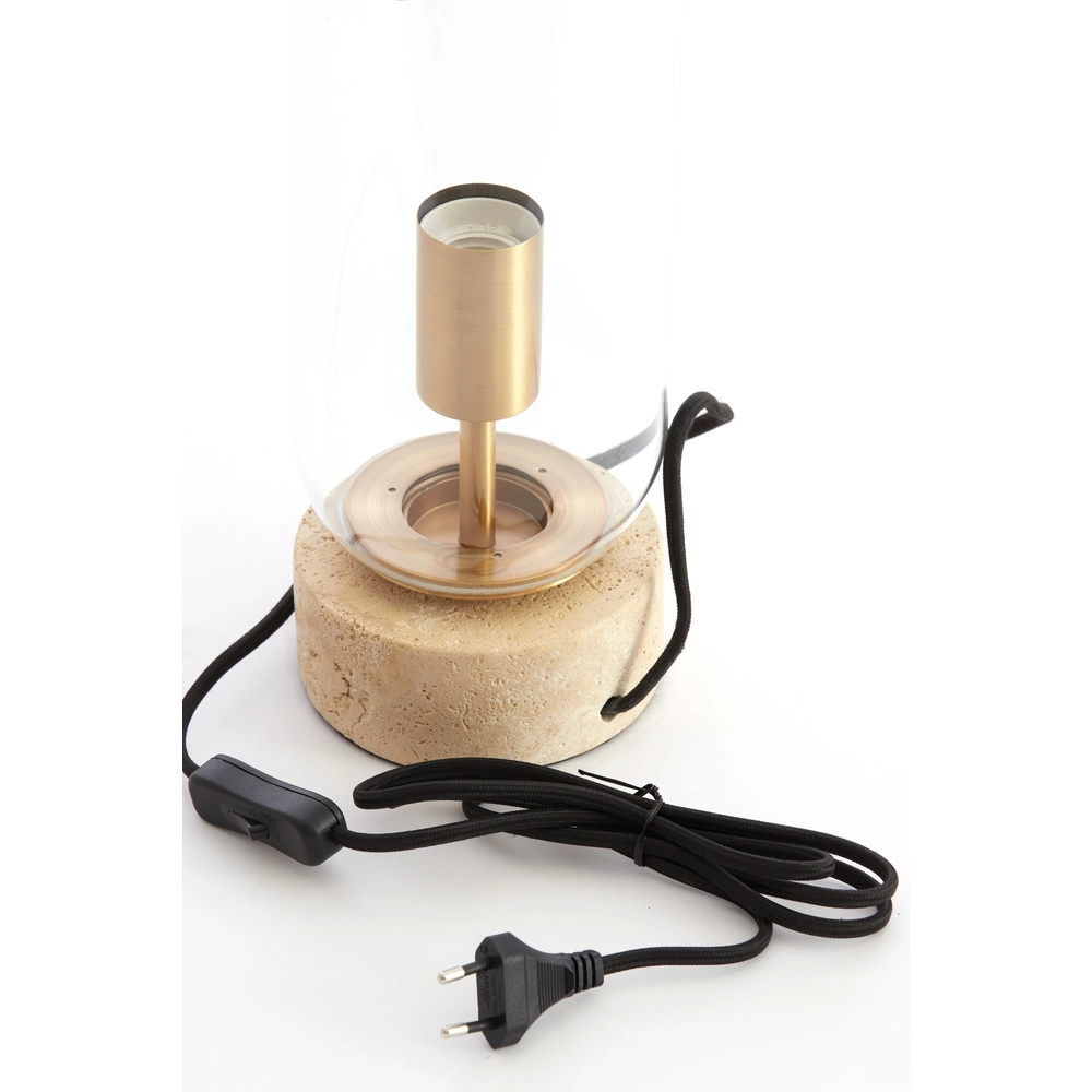 Lampe de table en verre Rylano 35 cm - avec travertin Light & Living 8717807730673