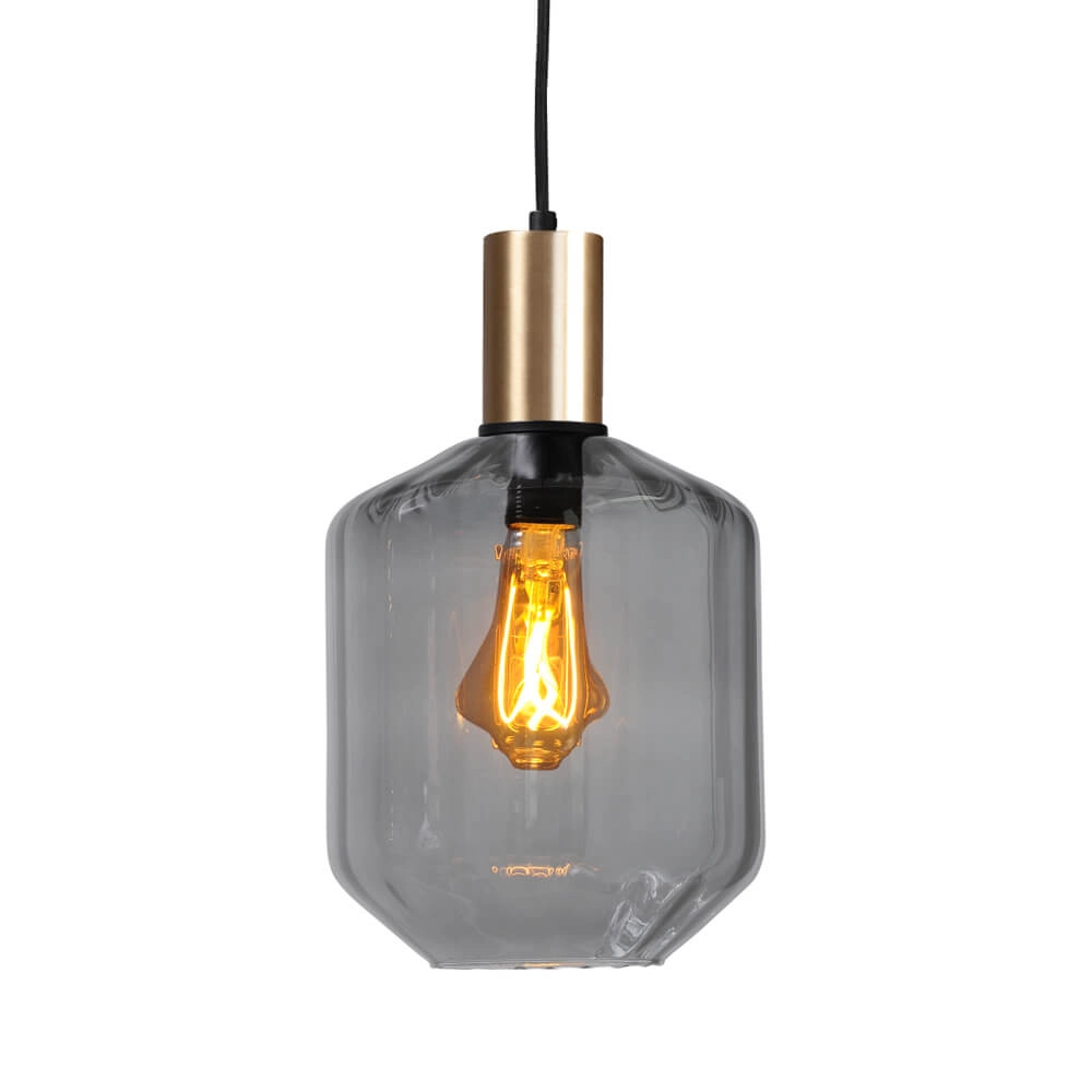 Lampe suspendue 3 lumières - dorée - Porto avec des verres à fumée Jagger Masterlight 8718121269672