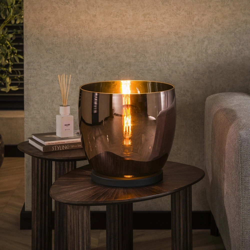 Lampe sur pied en verre en cuivre UP Ø 33cm - 32cm de hauteur Lyora 8716803512634