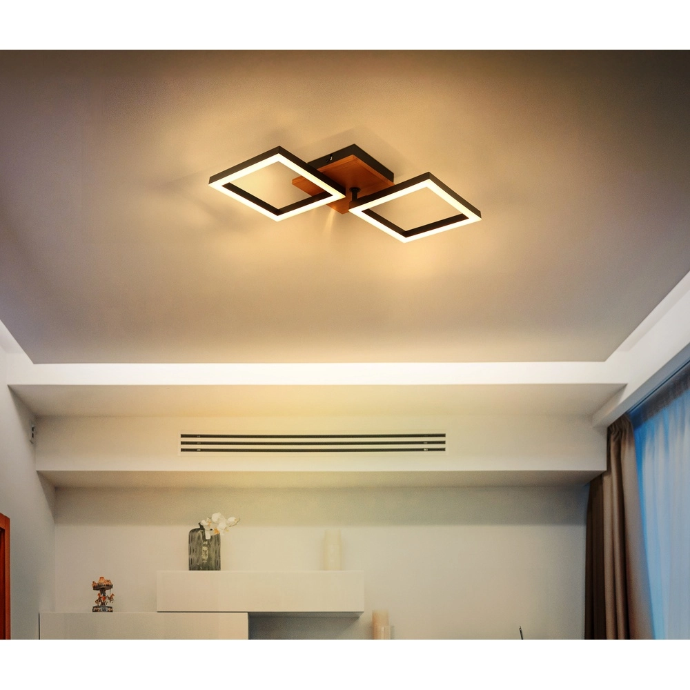 Lampe de plafond à design Kerry noir avec un aspect bois Globo 9007371440221