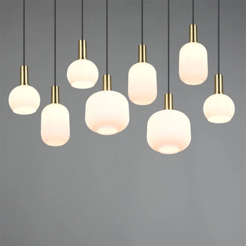 Lampe suspendue pour salle à manger Diva 8 lumières - verre blanc Trio 4017807614527