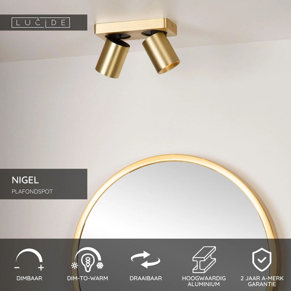 Projecteur de plafond Nigel Or 2-léger Lucide 5411212092977