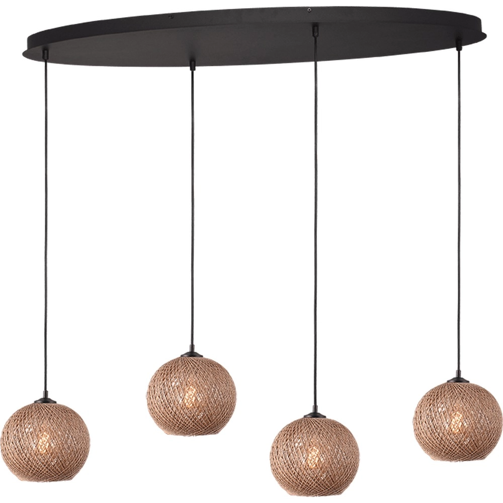 Lampe suspendue à 4 lumières Corda rotin ovale Ø 20cm