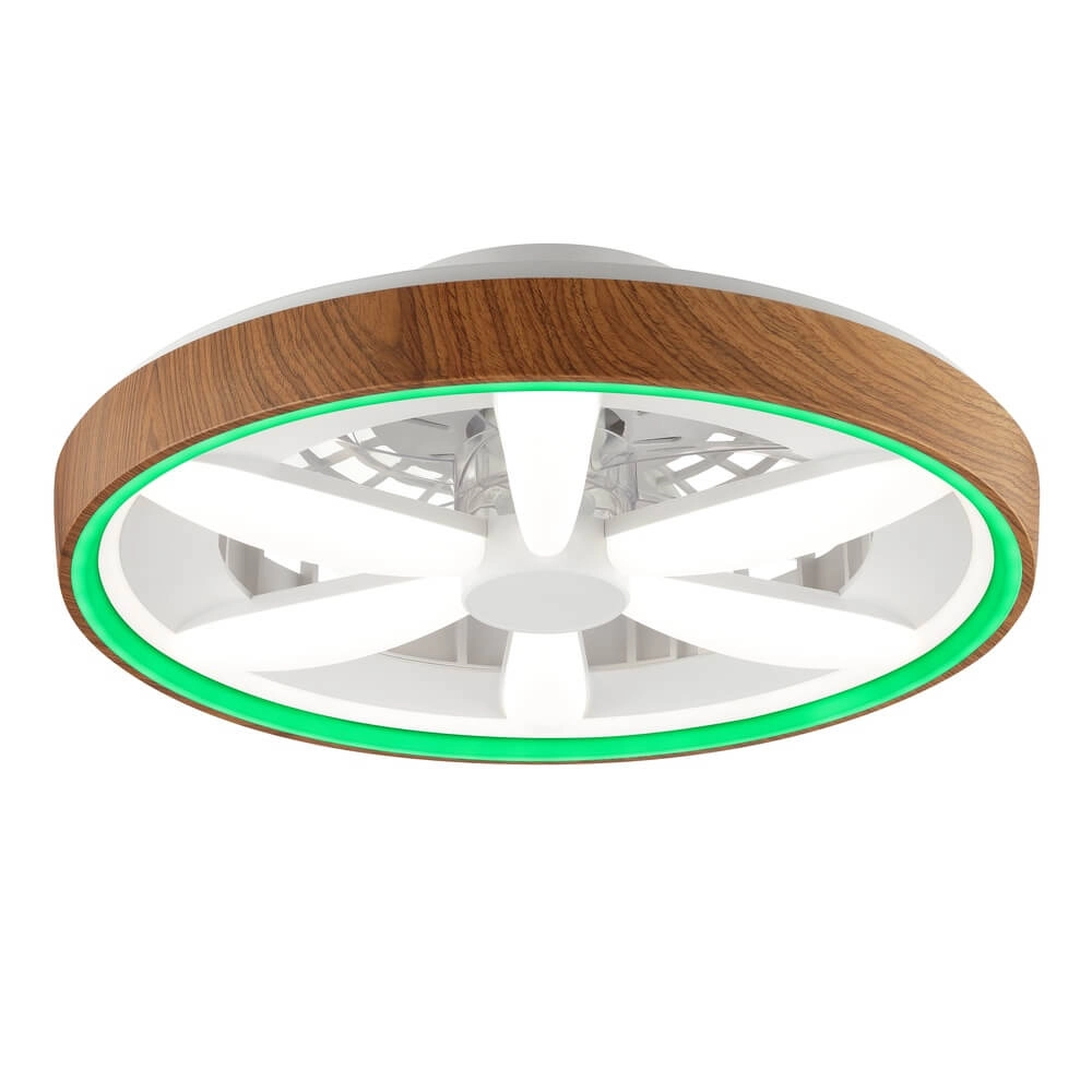 Ventilateur de plafond aspect bois Gaiano avec lampe RGB Brilliant 4004353455728