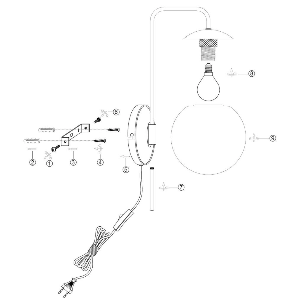 Lampe murale Bollique Noir Steinhauer 8712746184716