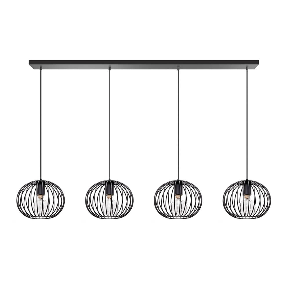 Lampe suspendue en fil de fer Wire 2 4 lumières noir