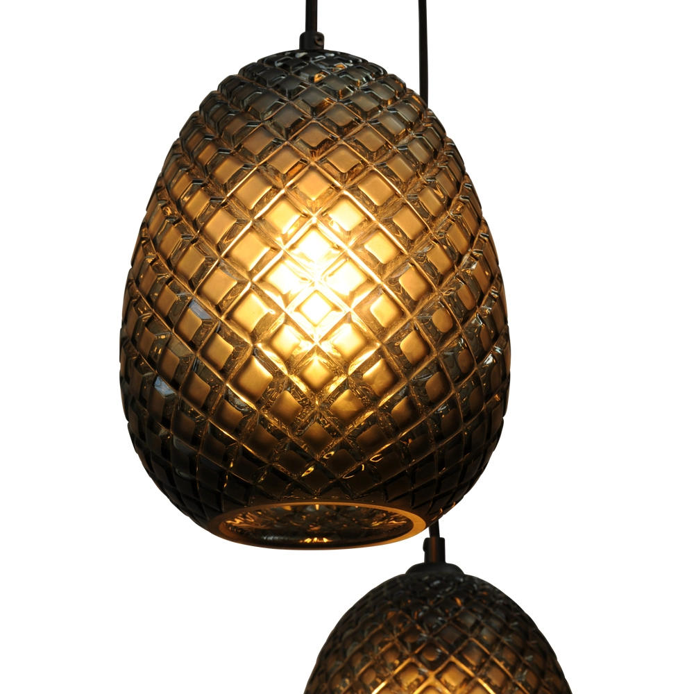 Lampe suspendue noire Pineapple 6 lumières avec verre fumé Masterlight 8718121209920