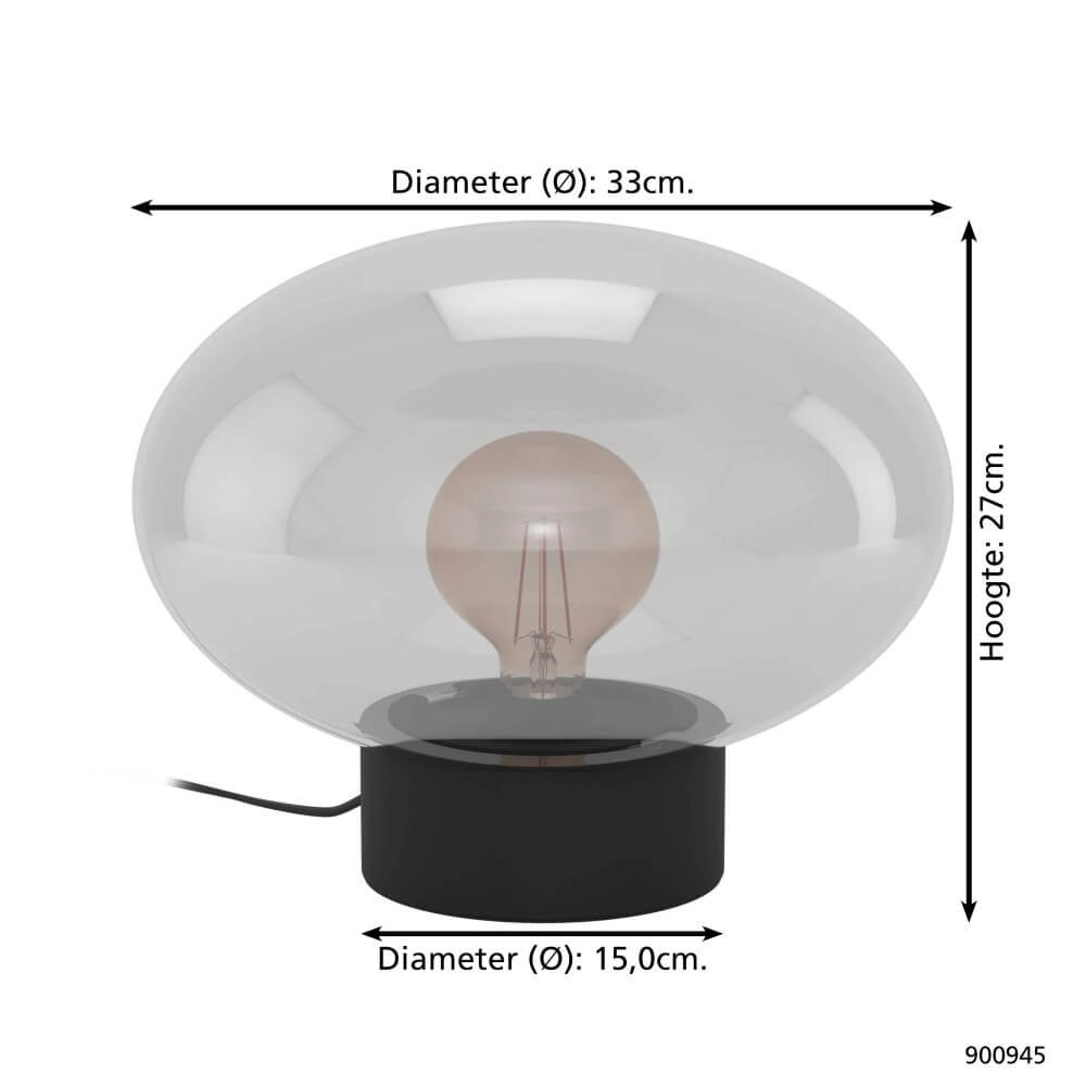 Lampe de table en verre fumé Madonnina Ø 33 cm Eglo 9008606274963
