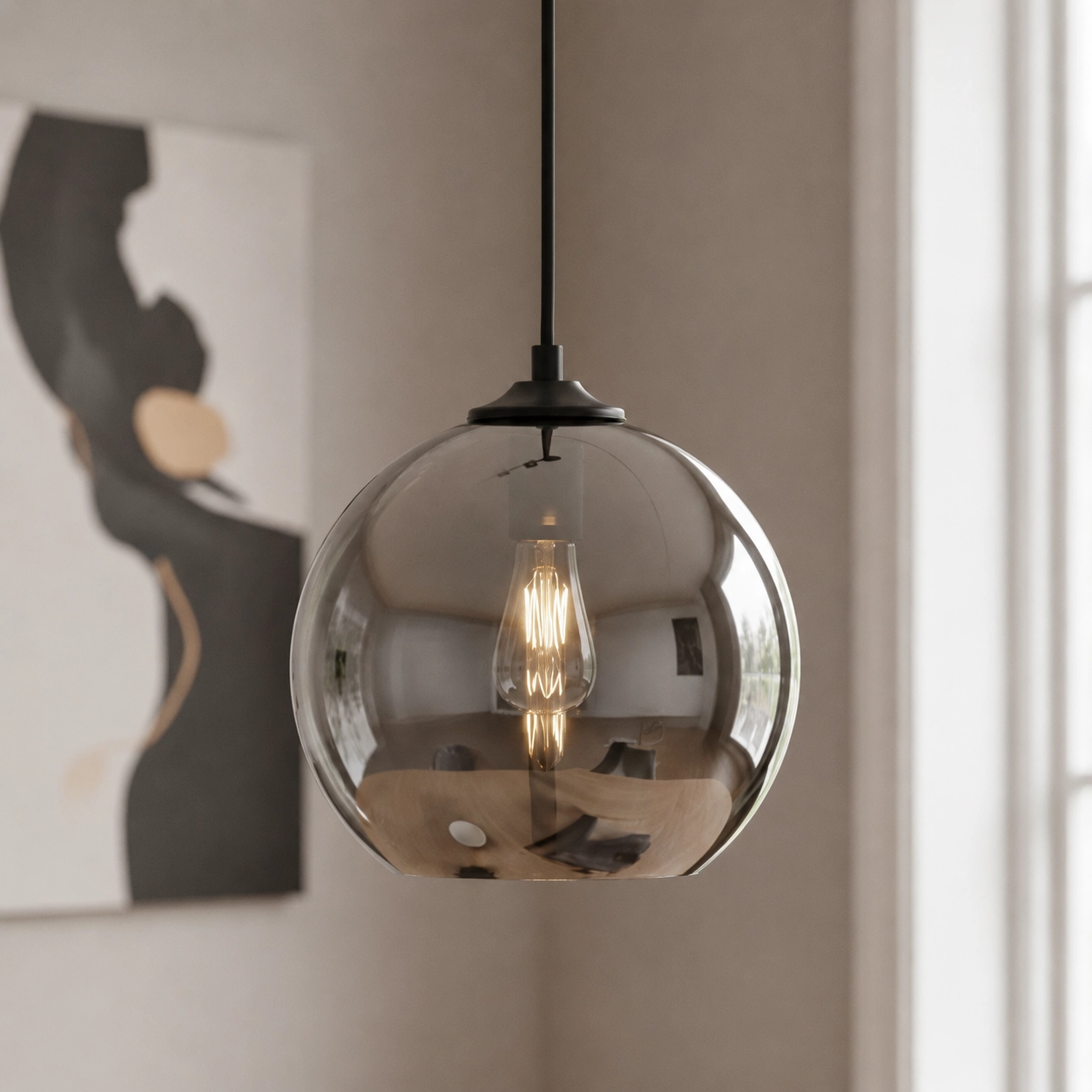 Lampe suspendue design Marino verre en titane Ø 25cm